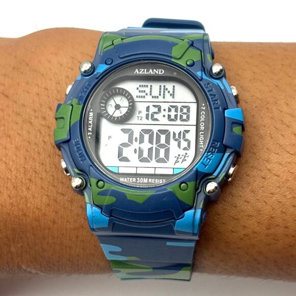 Digital Blue Camo Men's Watch - Picture 1 of 7